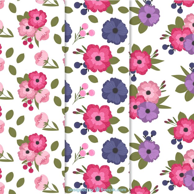 Colorful flowers patterns collection