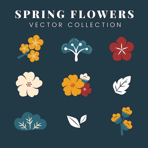 Free vector colorful flowers set