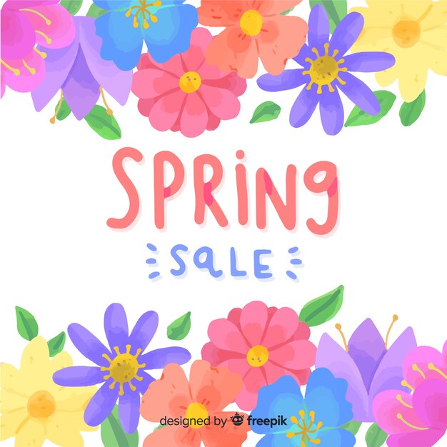 Colorful flowers spring sale backgound