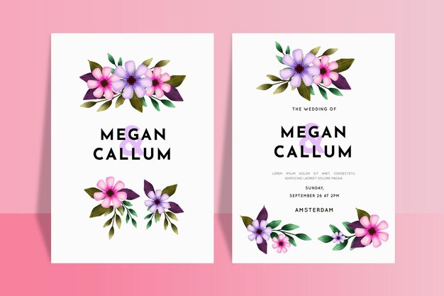 Colorful flowers wedding invitations