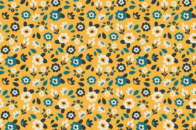 Colorful flowers on yellow background