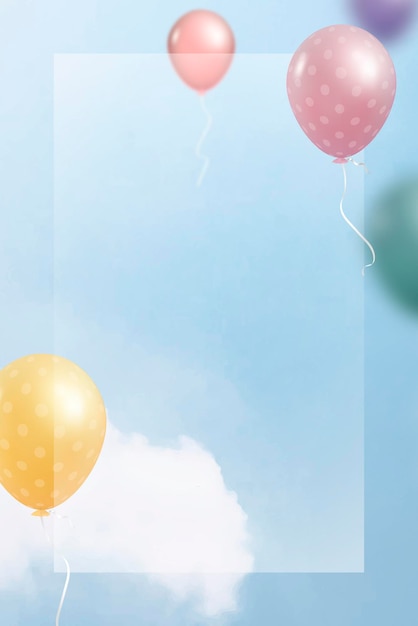 Free Vector colorful flying balloons frame design vector