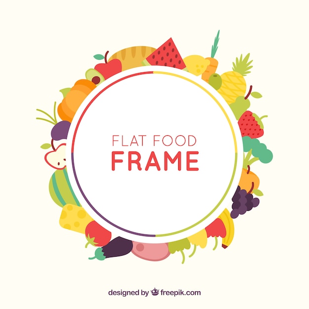 Colorful food frame with flat design