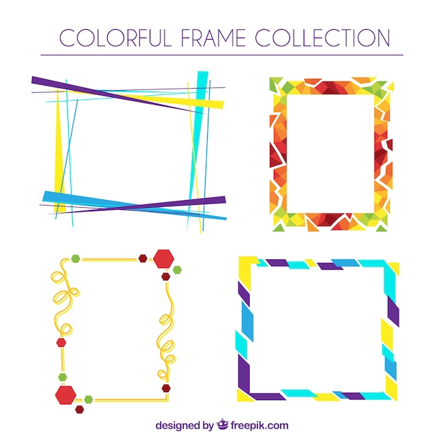 Colorful frame collection with flat design