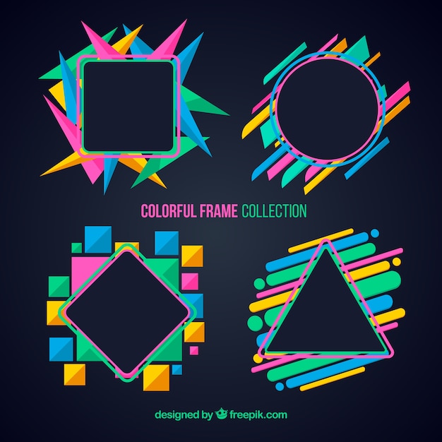 Free vector colorful frame collection with geometric shapes