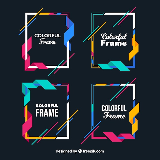 Free vector colorful frame collection with geometric shapes