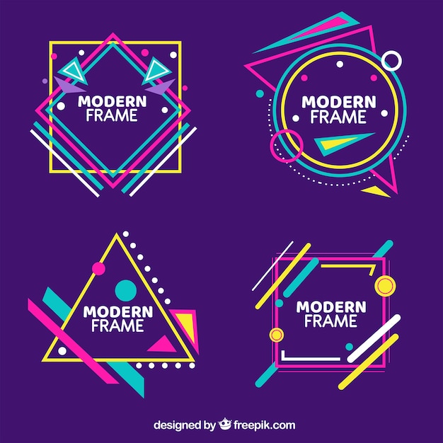 Free Vector colorful frame collection with geometric style