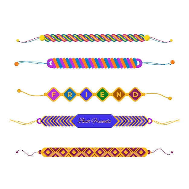 Free Vector colorful friendship band collection