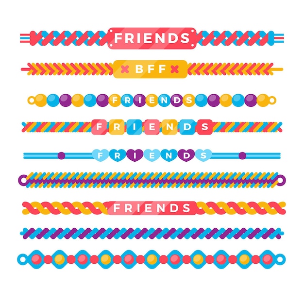 Free Vector colorful friendship band collection