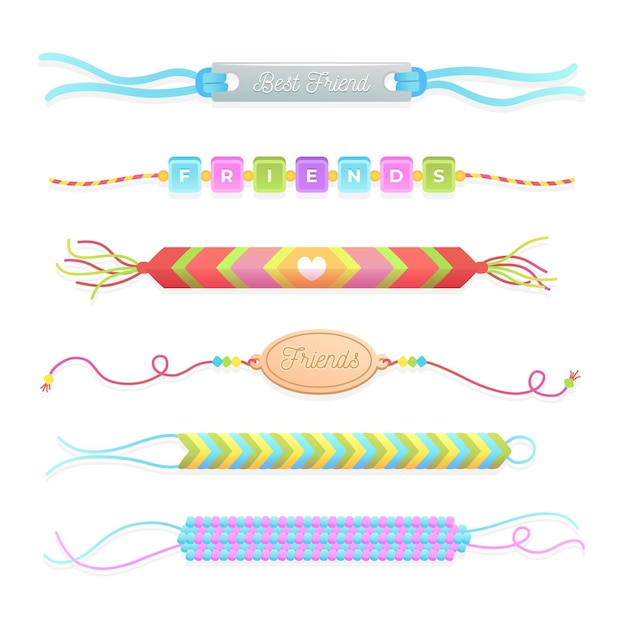 Free Vector colorful friendship band collection