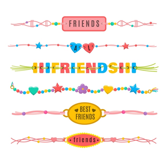 Free Vector colorful friendship band collection