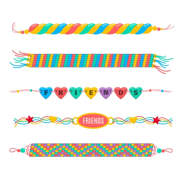 Free Vector colorful friendship band collection