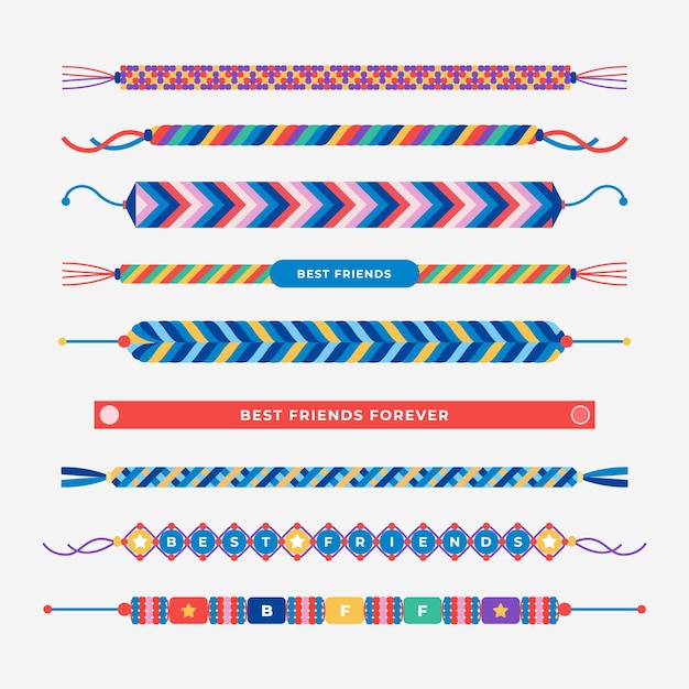 Free vector colorful friendship band collection