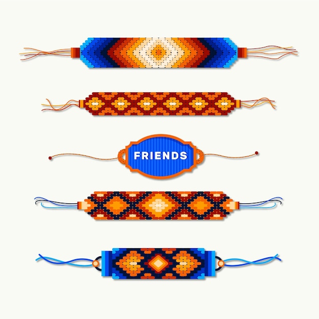 Free Vector colorful friendship band collection