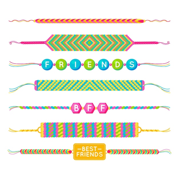 Free Vector colorful friendship band pack