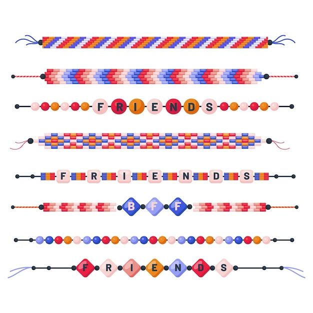 Free Vector colorful friendship bands pack