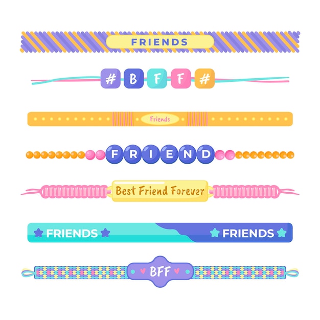 Colorful friendship bands pack