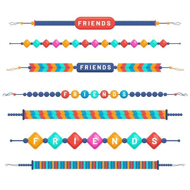 Free Vector colorful friendship bands set