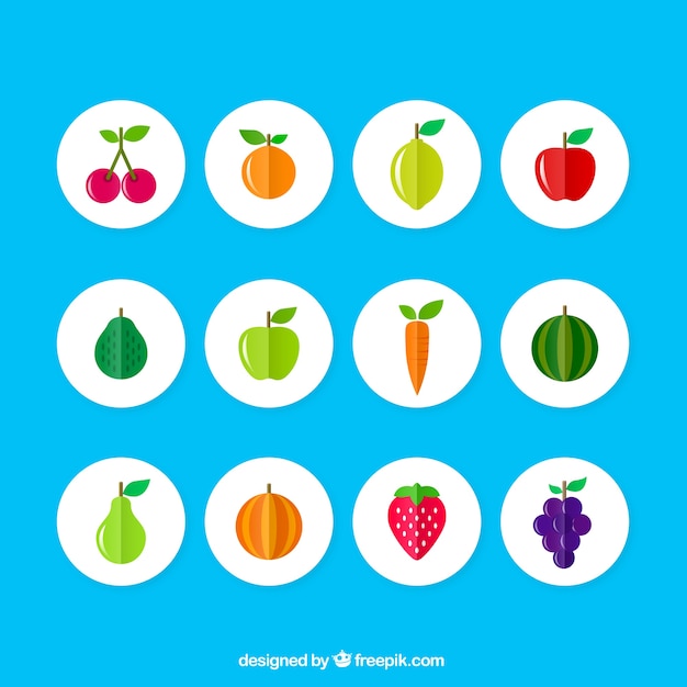 Free Vector colorful fruit icons