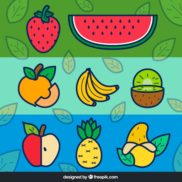 Colorful fruits banners