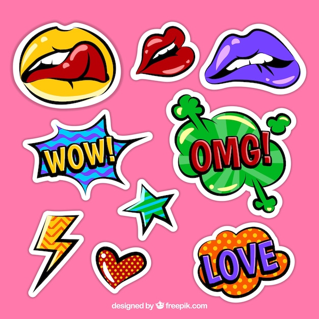 Colorful funky sticker pack