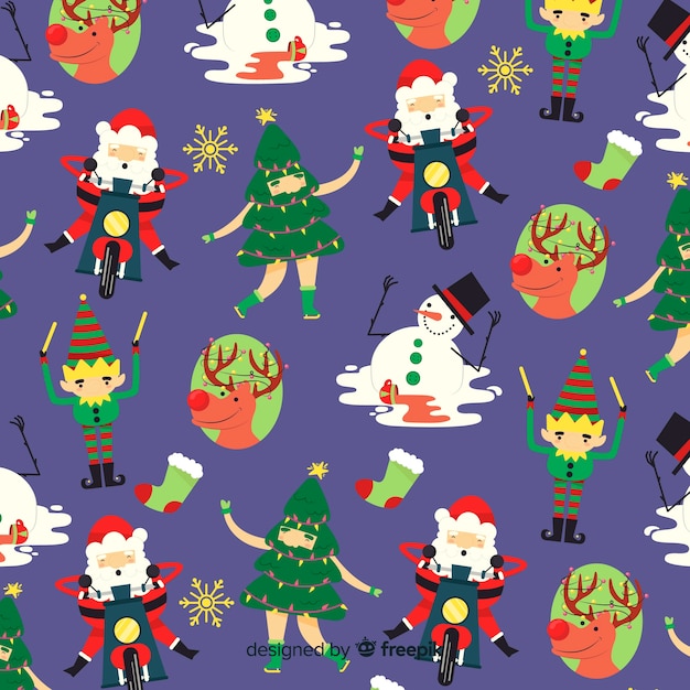 Free Vector colorful funny christmas pattern