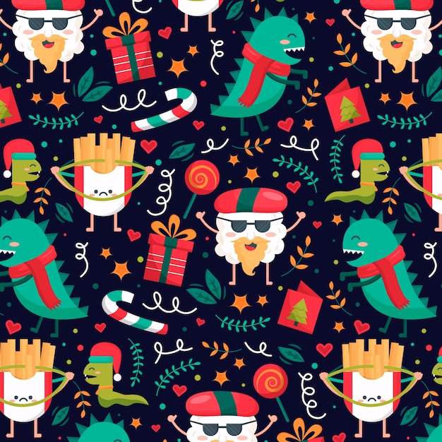 Free Vector colorful funny christmas pattern