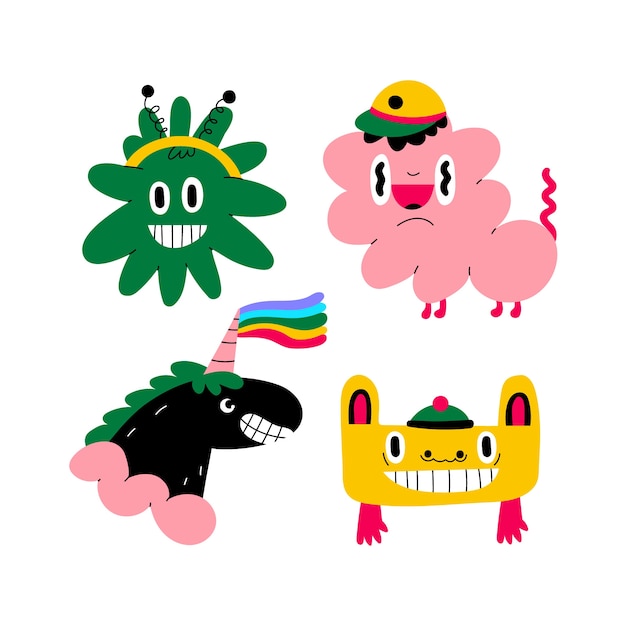 Colorful funny sticker collection