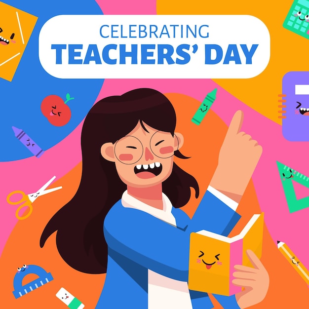 Colorful funny teachers day facebook post