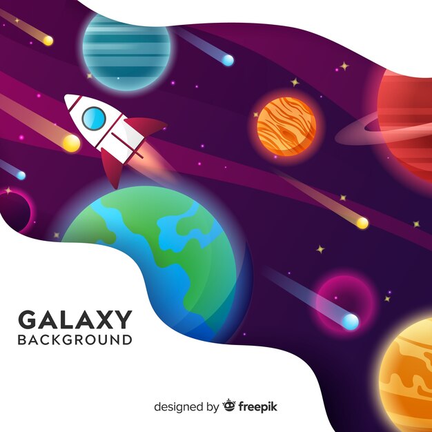 Colorful galaxy background with flat design