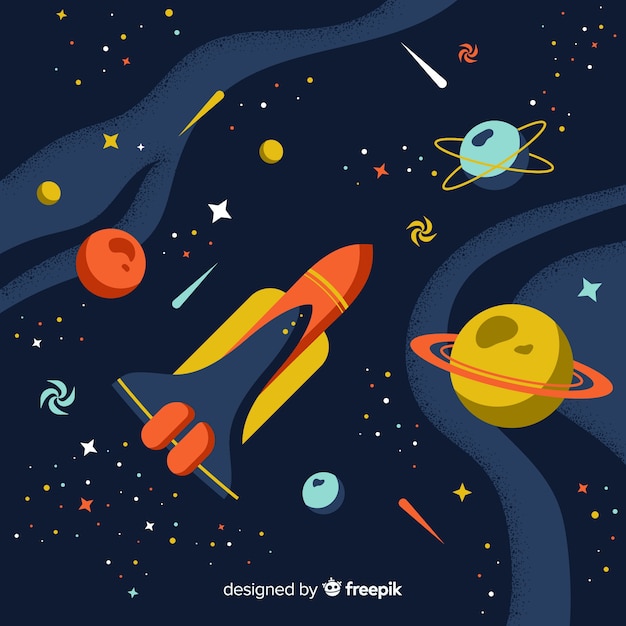 Colorful galaxy background with flat design