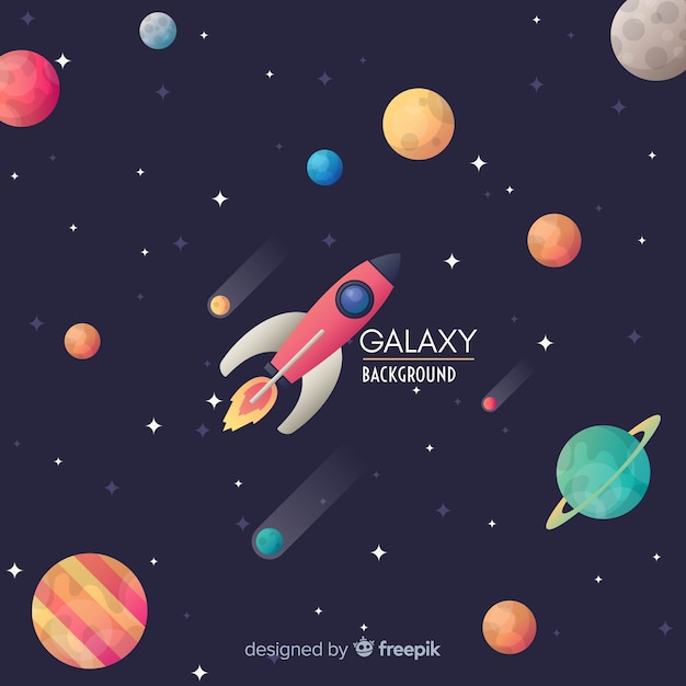 Colorful galaxy background with flat design