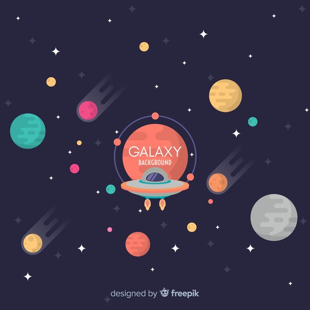 Colorful galaxy background with flat design