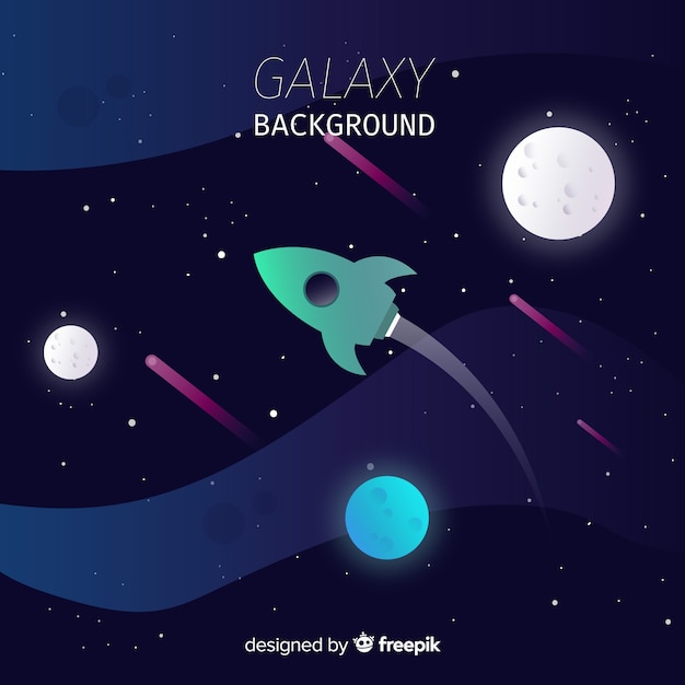 Free Vector colorful galaxy background with flat design