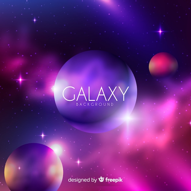 Free Vector colorful galaxy background with realistic design