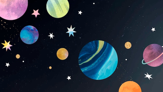 Free Vector colorful galaxy watercolor doodle