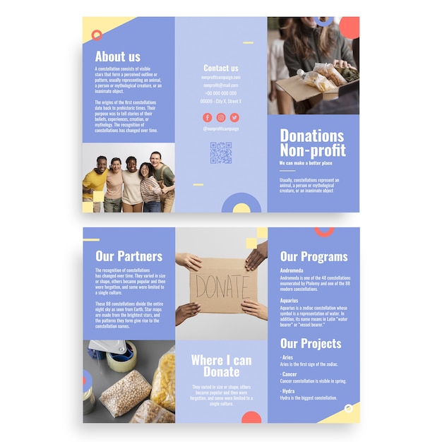 Colorful geometric donations non-profit brochure