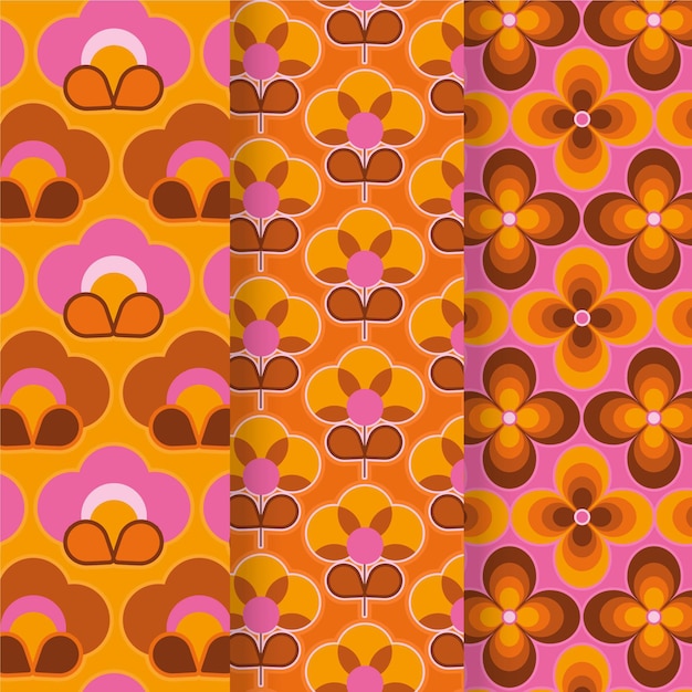 Colorful geometric groovy pattern collection