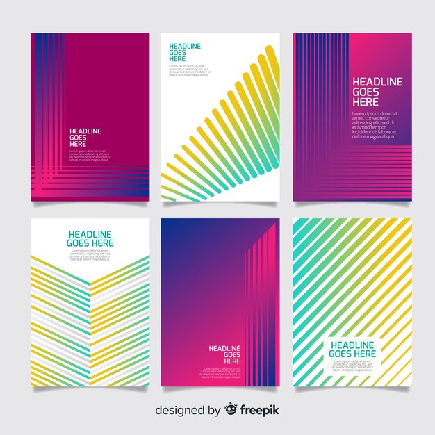 Colorful geometric lines brochure collection