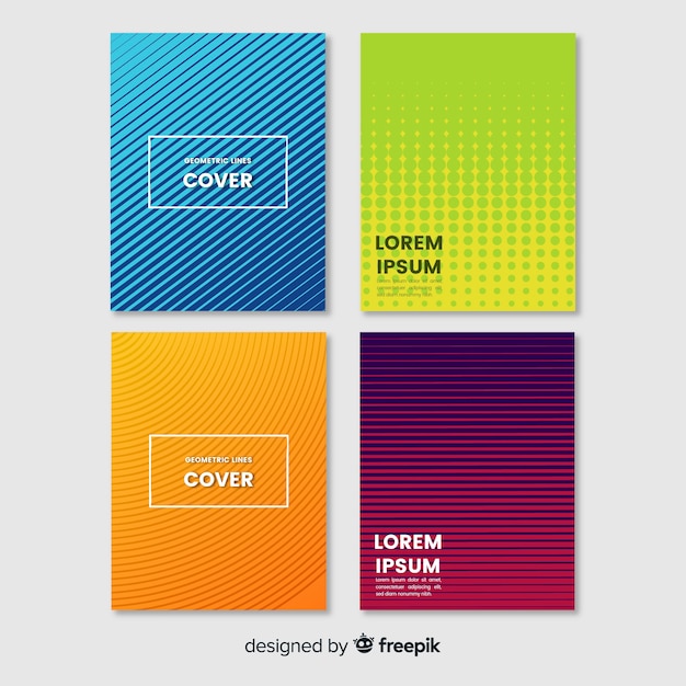 Colorful geometric lines brochure set