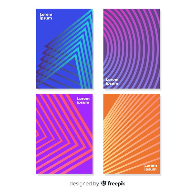 Colorful geometric lines poster set