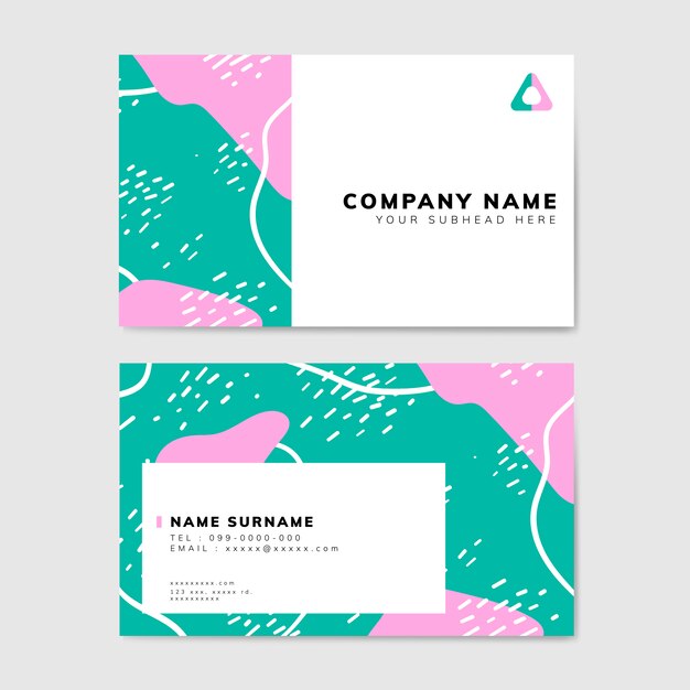 Colorful geometric Memphis style business card