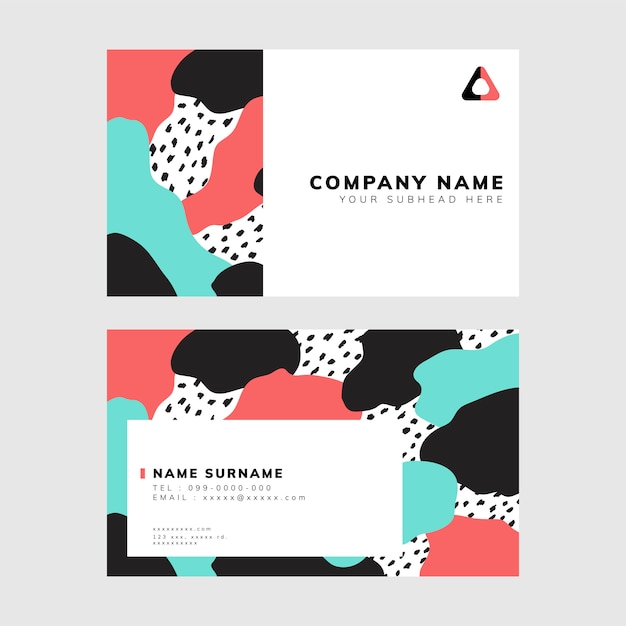 Colorful geometric Memphis style business card