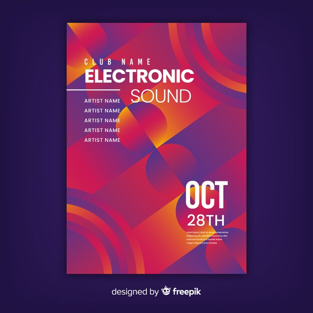 Colorful geometric music poster template