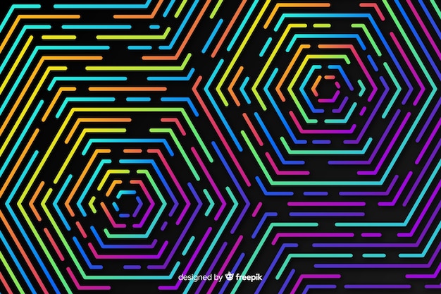 Colorful geometric neon shapes background