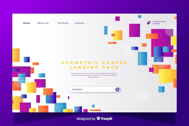 Colorful geometric shapes landing page