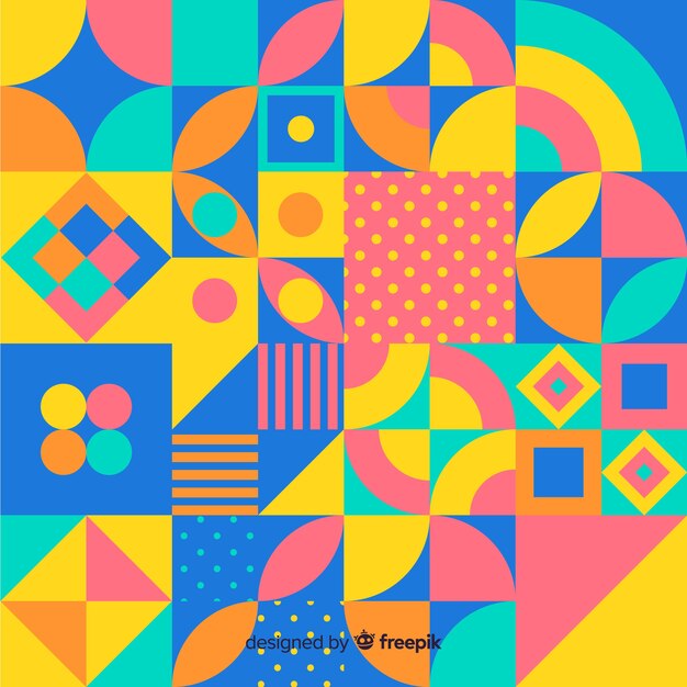 Colorful geometric shapes mosaic background