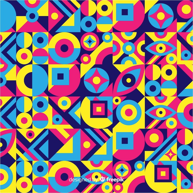 Colorful geometric shapes mosaic background