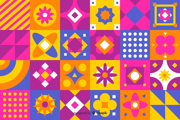 Colorful geometric shapes mosaic background