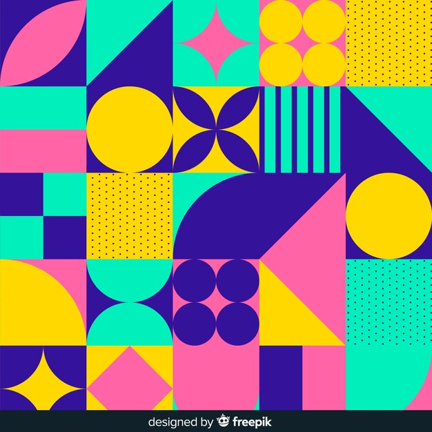 Colorful geometric shapes mosaic background